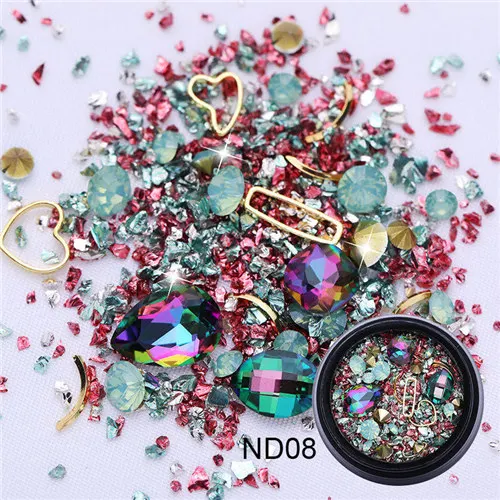 ND 08 1 коробка смешанные цветные Стразы для ногтей 3D хрустальные камни для дизайна ногтей украшения Diy Дизайн Маникюр s Розовый декор - Цвет: ND 08