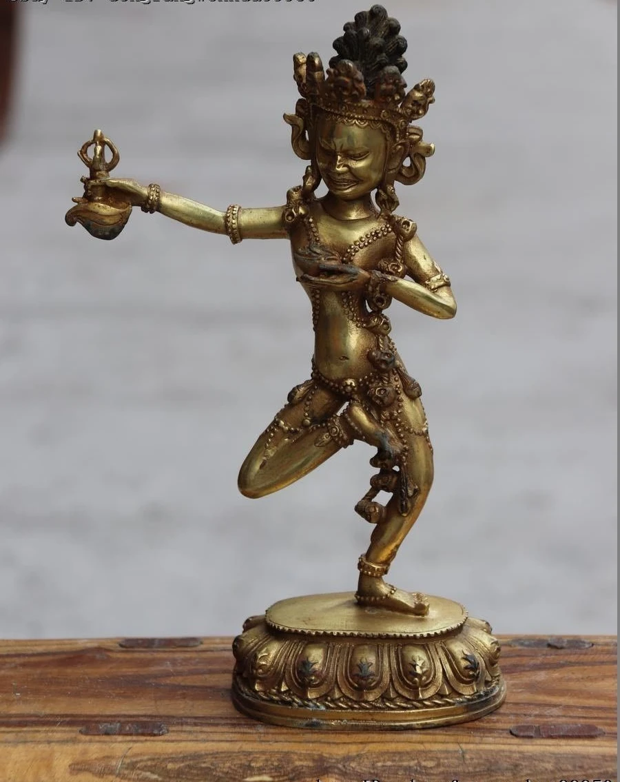 Тибетский буддизм Старая Бронза Медь Gild Mahakala Dakini Vajravarahi статуя Будды | Дом и сад