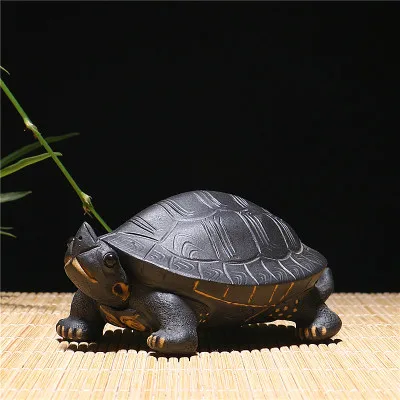 Zisha turtle Подлинная фиолетовая глина yixing чайник с узорами чистая Ремесленная черепаха скульптура чайный поднос аксессуары Подарочная Настройка - Цвет: Zisha turtle