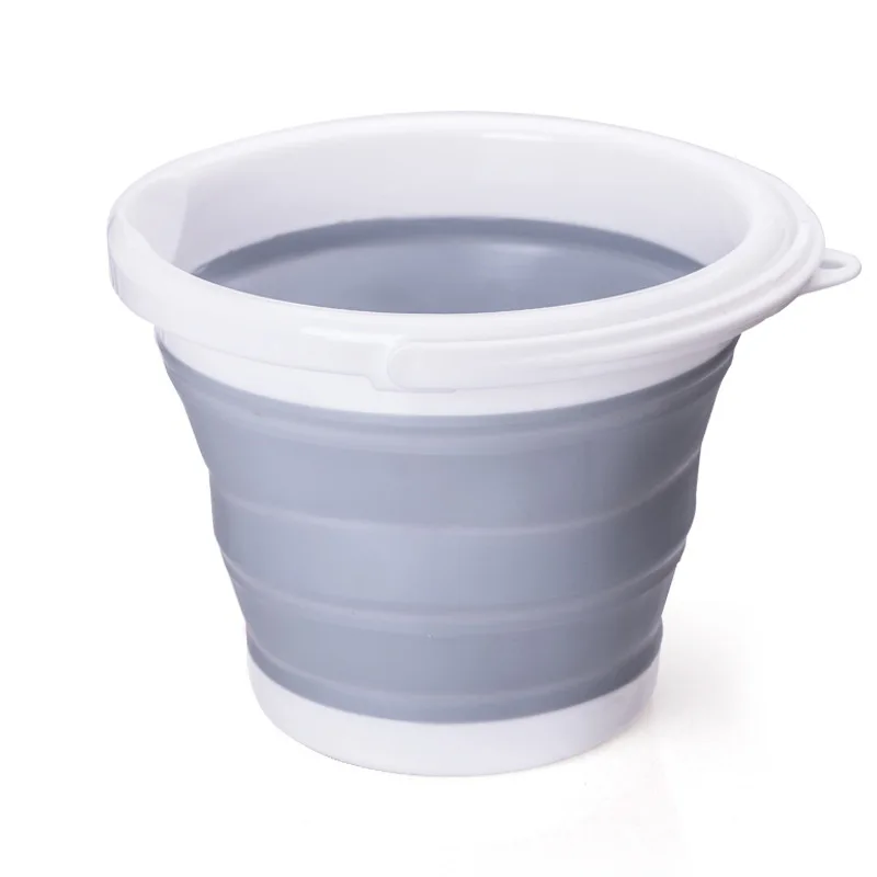 5L Gray 3/5/10L Многофункциональный креативный открытый Портативный складное ведро для мытья автомобиля толстый силиконовый 1 шт. кемпинг рыбалка игрушки светодиодные световые панели - Цвет: 5L Gray
