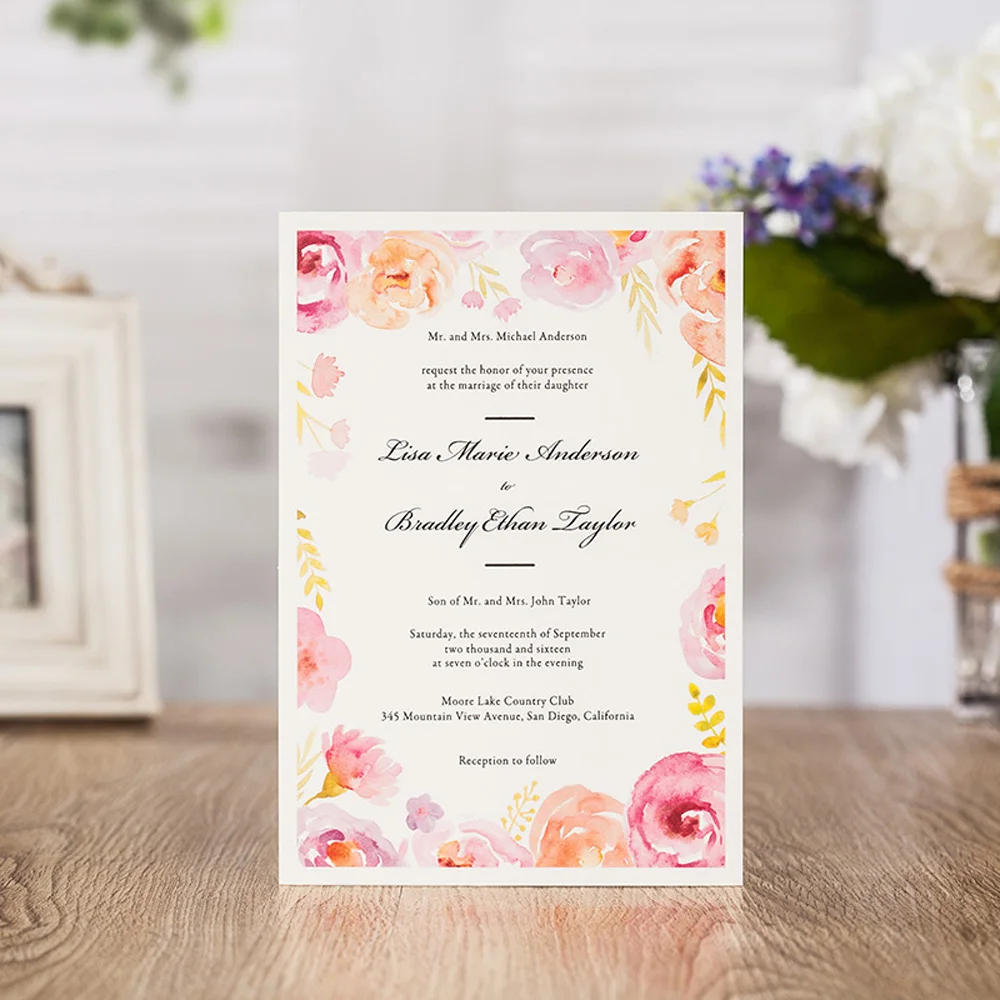 100 шт/партия Вертикальная лазерная резка для свадьбы Пригласительные открытки с