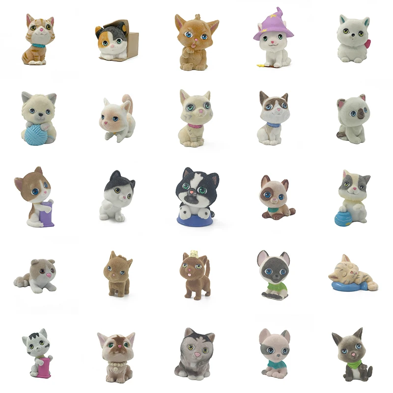 

10Pcs Cute Flocking Doll Toys Kawaii Mini Cats Decoration For Girls Little Exquisite Best Christmas