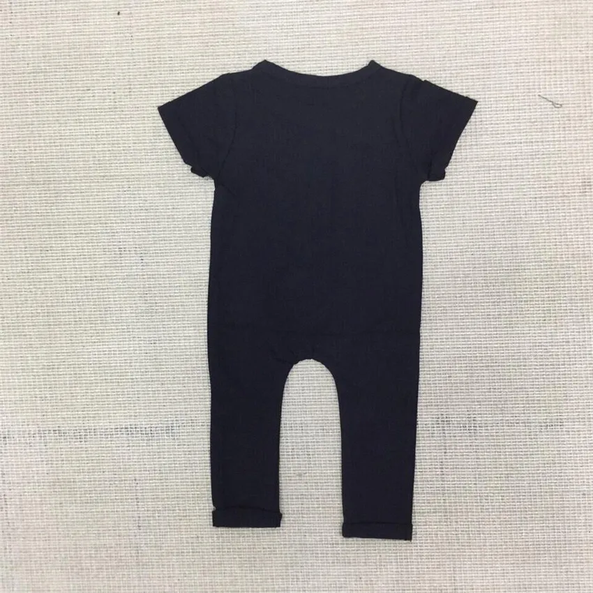 Baby Boys Rolled-sleeved Romper Newborn Cotton Jumpsuits Toddler Summer Pajamas Infant Plain Black Jumper 2022 New 30 |