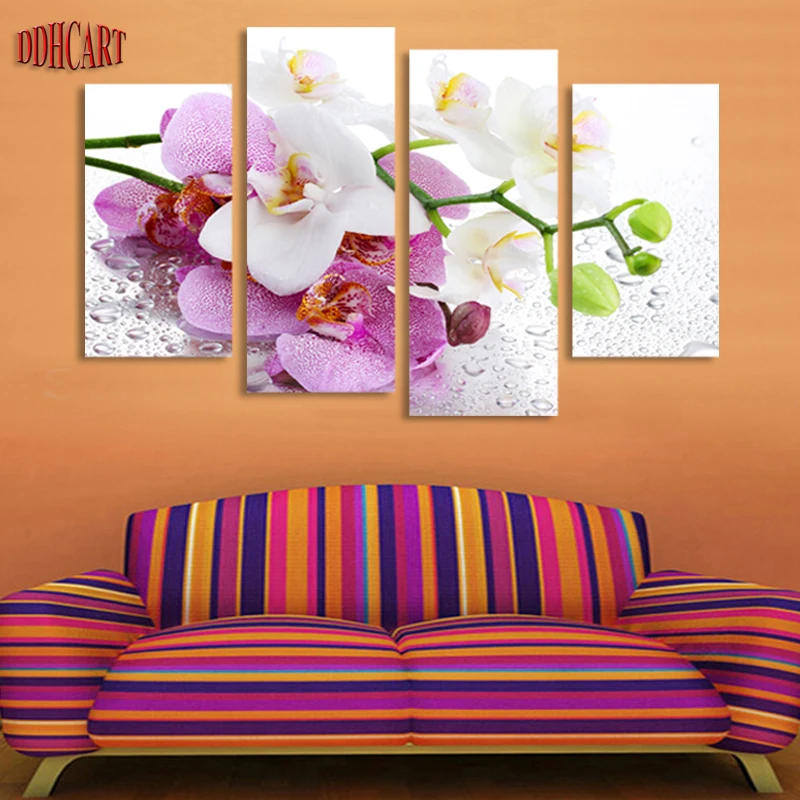 4 Piece/Set Beautiful Butterfly Orchid Picture Canvas Painting Artwork Wall Art Printed painting Decoration Poster | Дом и сад