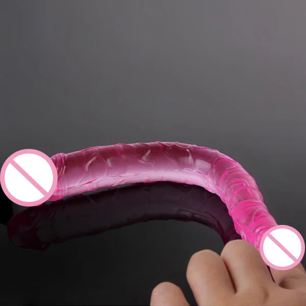 Erotic Jelly Silicone Double Ended Big Dildo Lesbian Vagina GSpot Massage Head Dick Anal Plug Sex Toys For Woman Shop | Красота и
