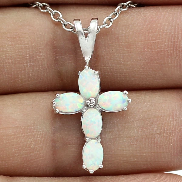 Подвеска haimi белая синяя огненный Опаловый камень крестообразный дизайн для