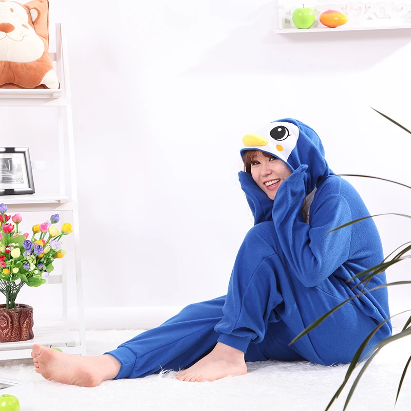Косплэй голубой пингвин пижамы Onesie Для мужчин женщин костюм для взрослых Пижама