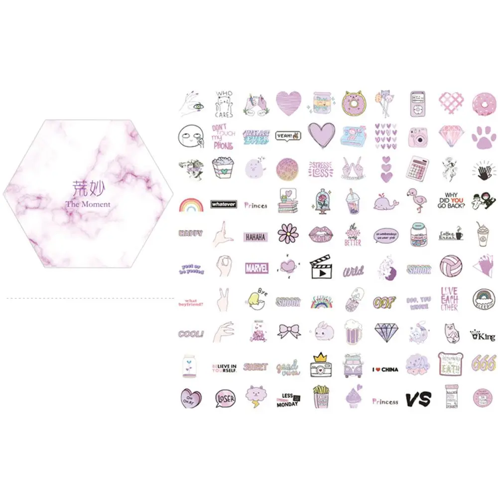purple 100 шт. милые наклейки серия Kawaii канцелярские принадлежности DIY скрапбукинг украшения самоклеющиеся уплотнительные этикетки детские подарки - Цвет: purple