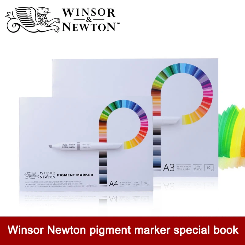 Winsor Newton 75 г/м2 Профессиональный пигментный маркер книга 50 листов А3/А4 ручная роспись эскиз бумага офисная школа художественные принадлежности