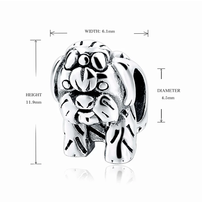 Authentic 925 Sterling Silver Cute Dog Charm Beads Fit Original Pandora Bracelet Berloques Authentic pendant DIY Jewelry