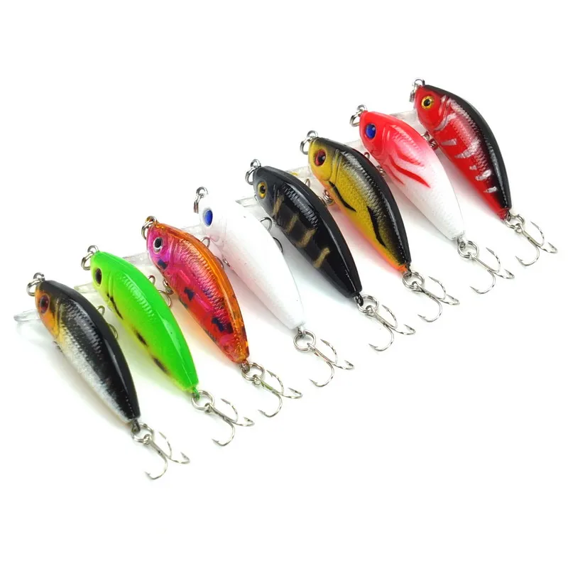 HiUmi 1pc 5cm 3.6g Minnow Fishing Lure Artificial Bait Plastic Hard 8Color pesca |