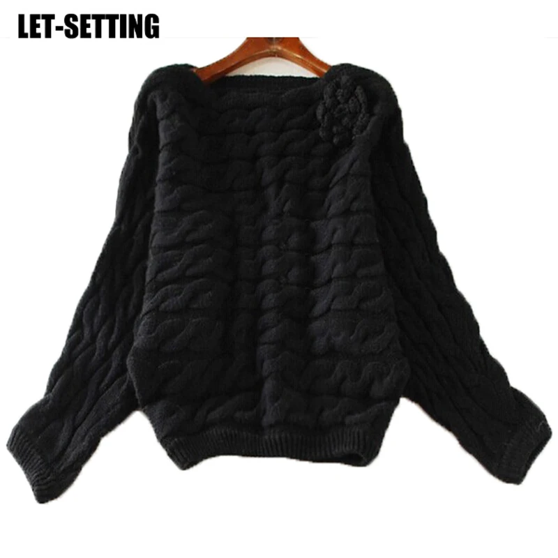 Women long-sleeve slit neckline crotch batwing shirt twisted fur sweater outerwear LET-SETTING | Женская одежда