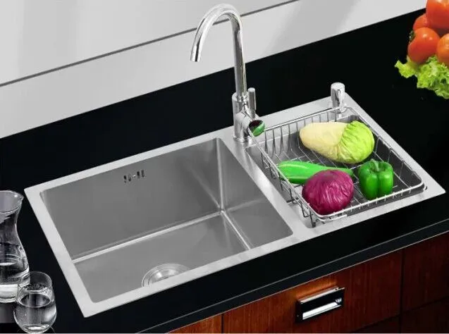 Modern design 304 stainless steel handmade kitchen sink / 4MM thickness above counter 7430 | Обустройство дома