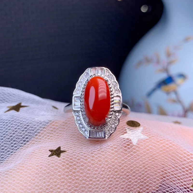 Ювелирные изделия CoLife Vintage кораллово красное кольцо для вечерние 6 мм * 12