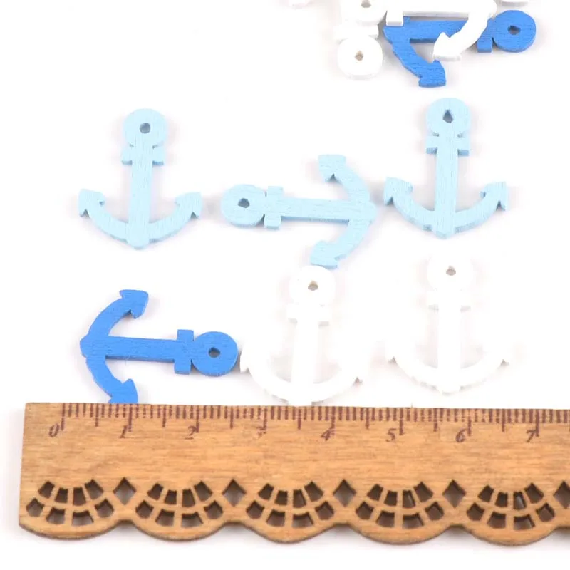 50 шт. якорь/корабль/руль узор синий деревянный кулон Скрапбукинг Carft для дома