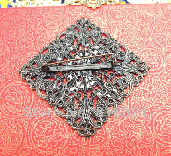 61x61mm винтажный старинный медный филигранная Цветочная рамка лоток шпильки