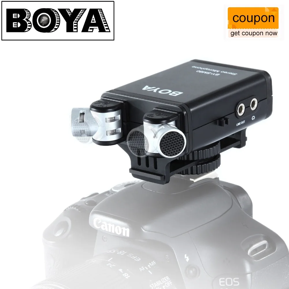 Микрофон BOYA для камеры со стереозвуком с голосовым монитором в режиме реального