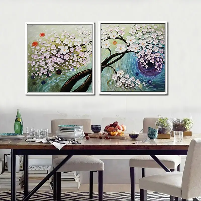 Недорогой большой холст искусство розовый цветок 2 панели абстрактная картина