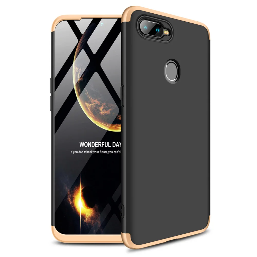 Для OPPO A7 AX7 полное покрытие защитный 3 в 1 армированный чехол с закаленным стеклом