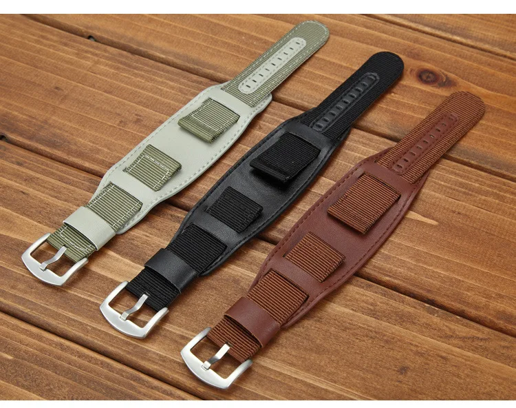 Высокое качество Военная армейская нейлоновая кожа ткань Canva наручные часы ремешок 18 20 22 24 мм зеленый коричневый черный спортивные для мужчин и женщин