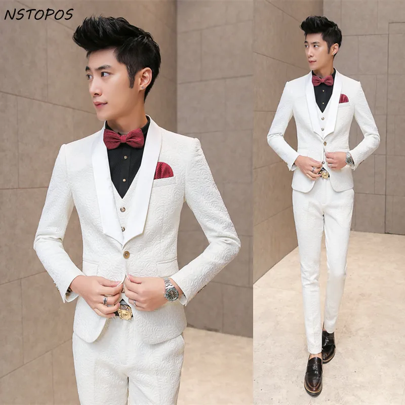 Белый свадебный смокинг для мужчин 2016 брендовый элегантный винтажный костюм с