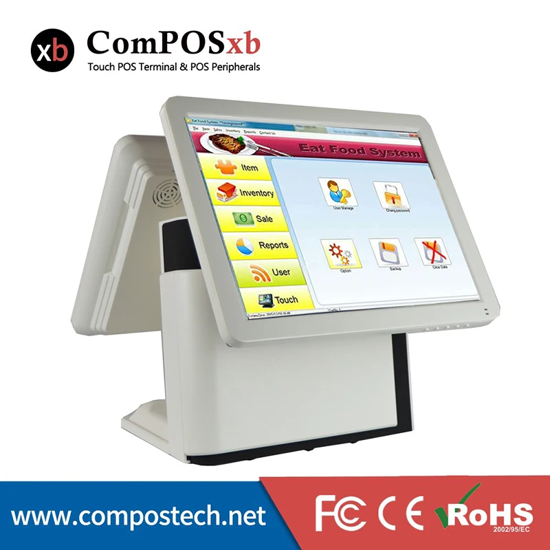POS1618(D) новый стиль 15 дюймов все в одном двойной сенсорный экран ресторанная