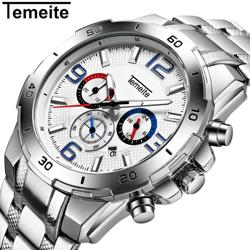 Новые часы мужские роскошные брендовые Кварцевые спортивные из нержавеющей