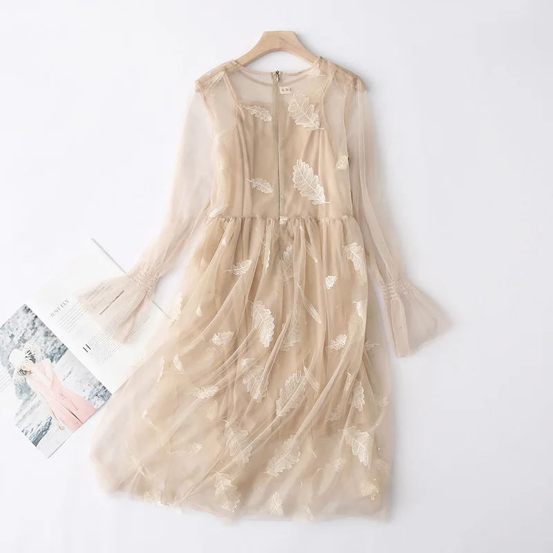 Новая летняя женская одежда в Корейском стиле однотонное белое газовое платье с