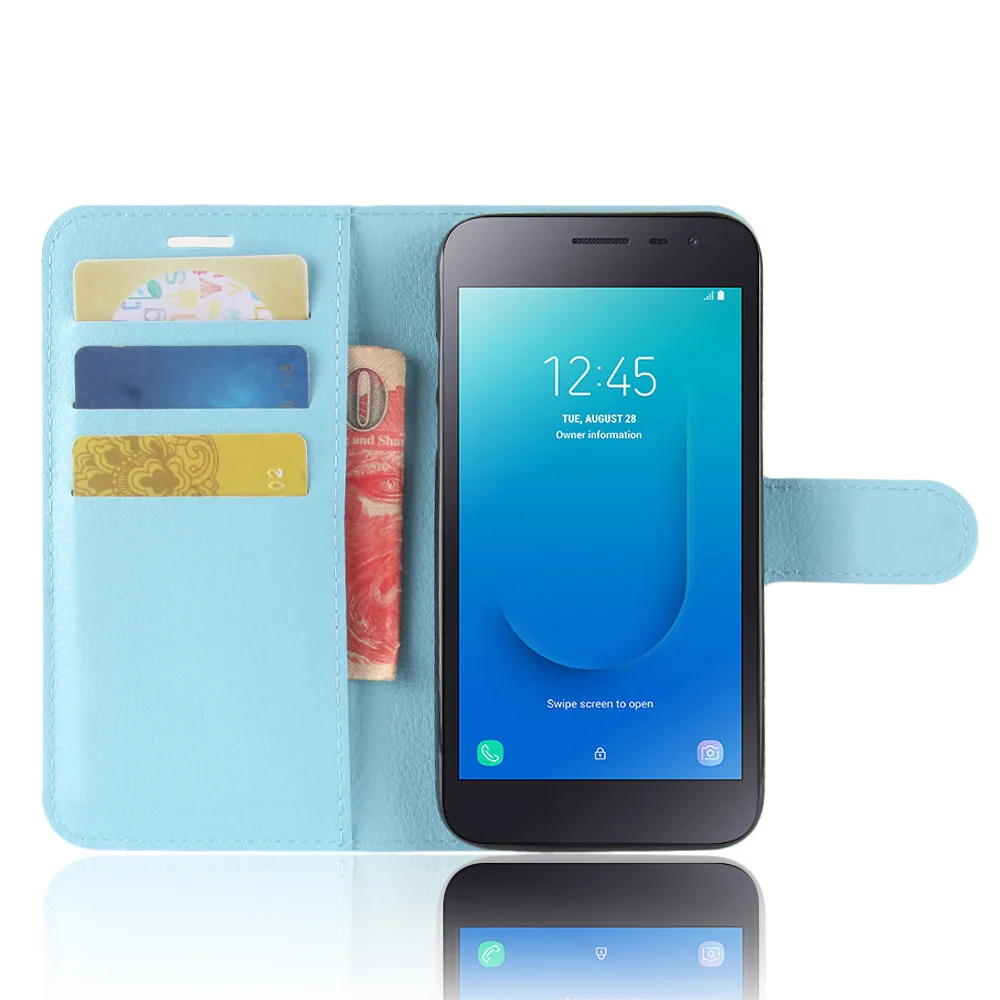 Синий J260 чехол для Samsung Galaxy J2 Core J260A чехол бумажник карты стент Книга Стиль Флип кожаный защитная крышка Черный SM J2Core J 260 - Цвет: Синий