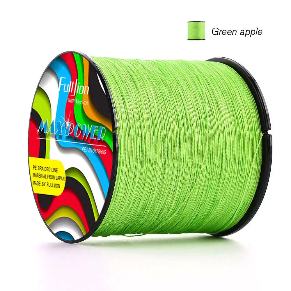 green apple Распродажа Fulljion 100 м 4 нити мультифиламентные ПЭ плетеные лески для ловли карпа супер сильная японская леска - Цвет: green apple