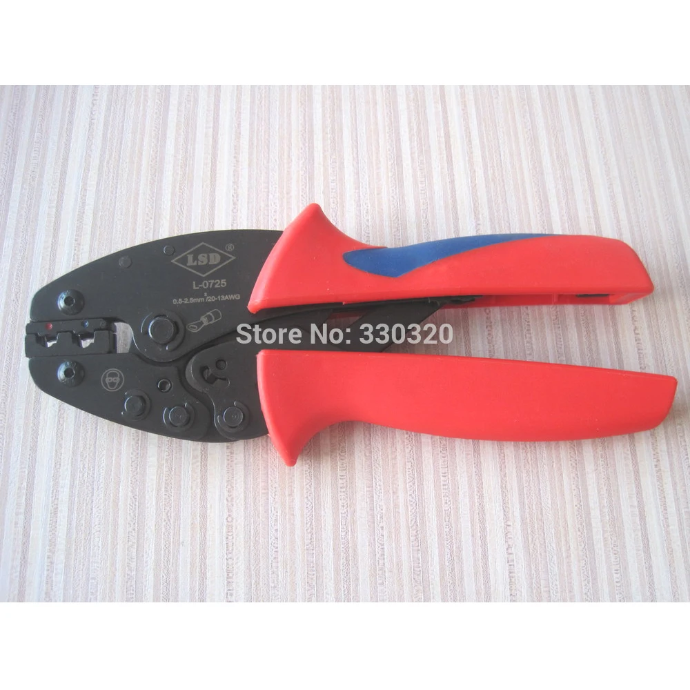

L-0725 new design pre- insulated terminals,cable links+butt connectors crimping tool 0.5-2.5mm2