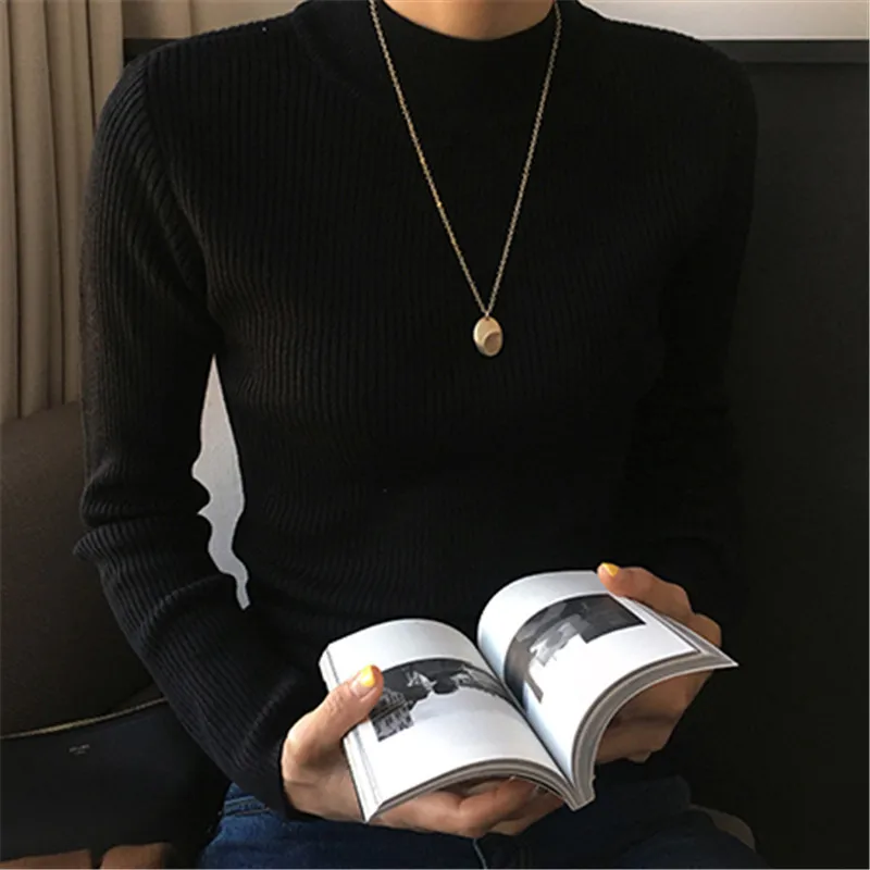 Neploe Solid Brief Women Sweaters 2018 Korean New Fashion Slim Pullovers Long Sleeve Half Turtleneck Knitted Sweater 67038 | Женская