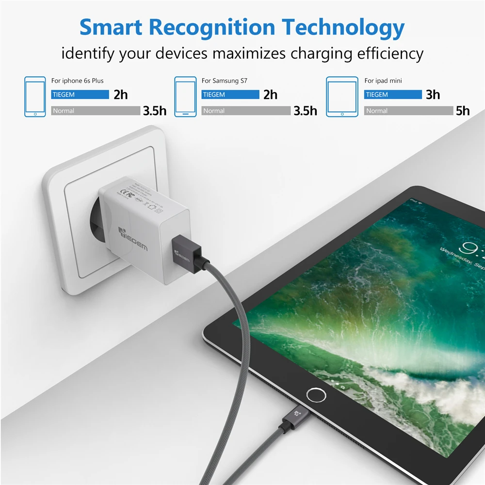 Зарядное устройство TIEGEM Quick Charge 3 0 USB QC универсальное настенное зарядное для