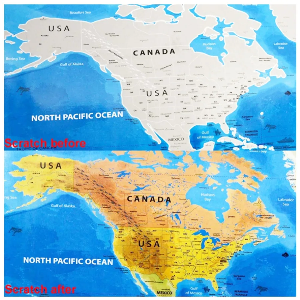 

MIRUI Scratch Map Blue Personalized World Scratch Map Mini Scratch Off Foil Layer Coating Poster Wall Stickers