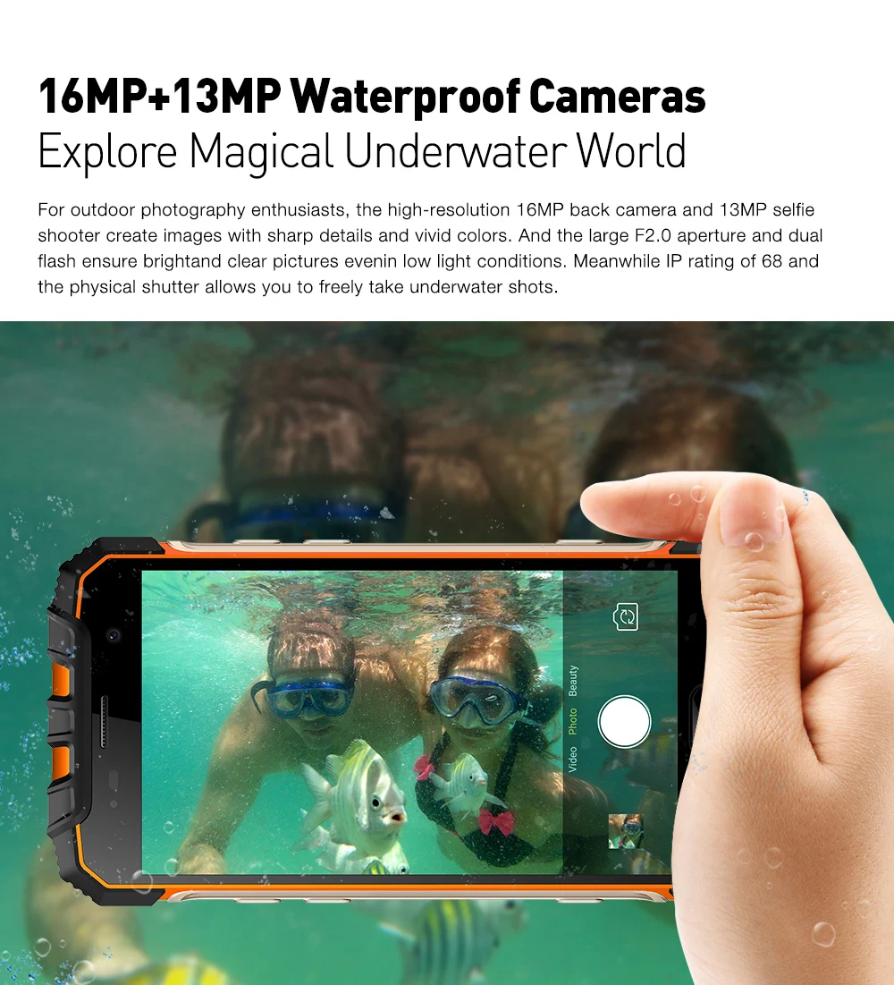 Ulefone Armor 2 смартфон IP68 Водонепроницаемый Android 7,0 5," FHD Helio P25 Восьмиядерный 6 ГБ 64 Гб 2,6 ГГц 4700 мАч NFC 4G мобильный телефон