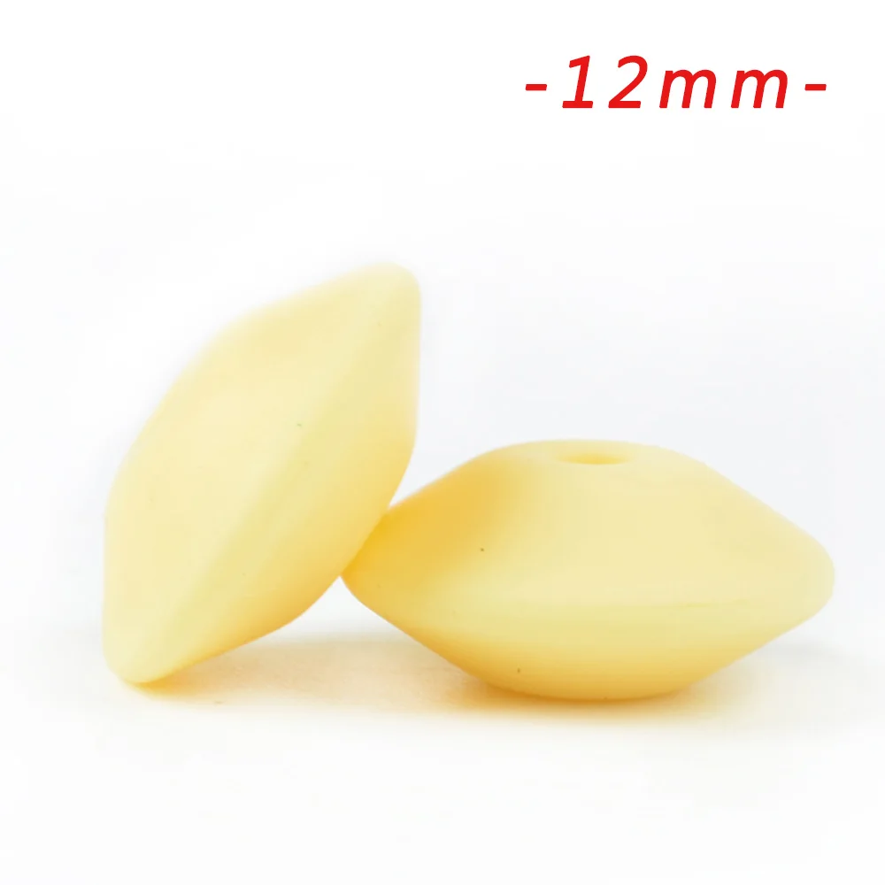 12mm cream yellow LOFCA 100 шт. силиконовые бусины в форме чечевицы 12/15 мм Силиконовые Бусины россыпью детский прорезыватель BPA микроволновых печей DIY бусины для ожерелье-прорезыватель - Цвет: 12mm cream yellow