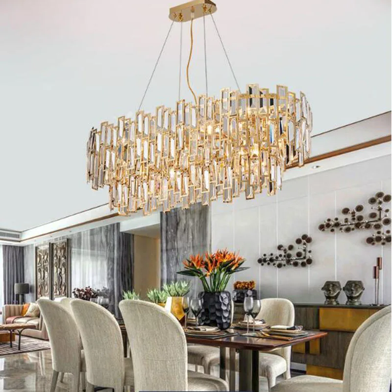 Хрустальная прямоугольная люстра лампа для ресторана Современная креативная