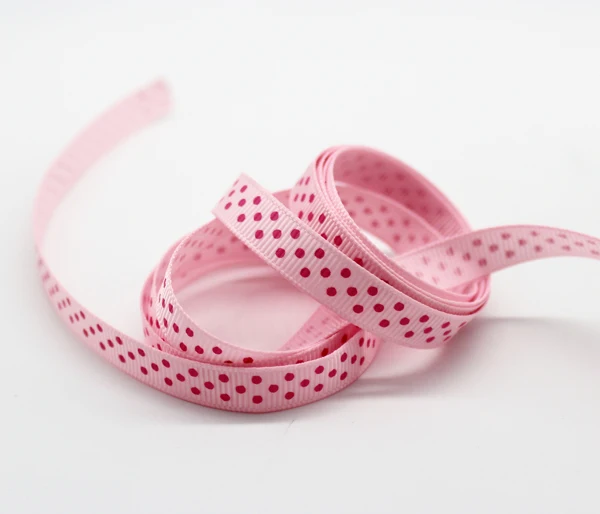 Розовые ленты серии Grosgrain печатные ленты в горошек клетчатая лента клетчатая полиэстер ткань Декор Аксессуары - Цвет: 9mm hot pink 3 dot