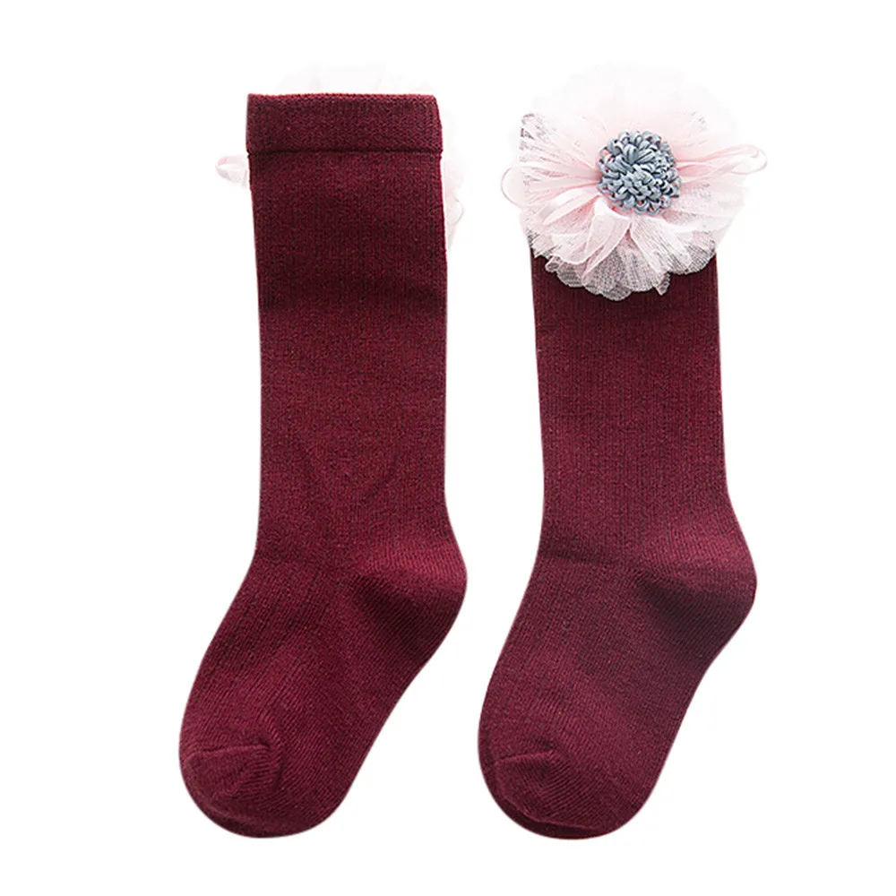 Милые Гольфы с цветочным рисунком для маленьких девочек г. детские Нескользящие вязаные теплые гольфы с цветочным рисунком для маленьких девочек гольфы