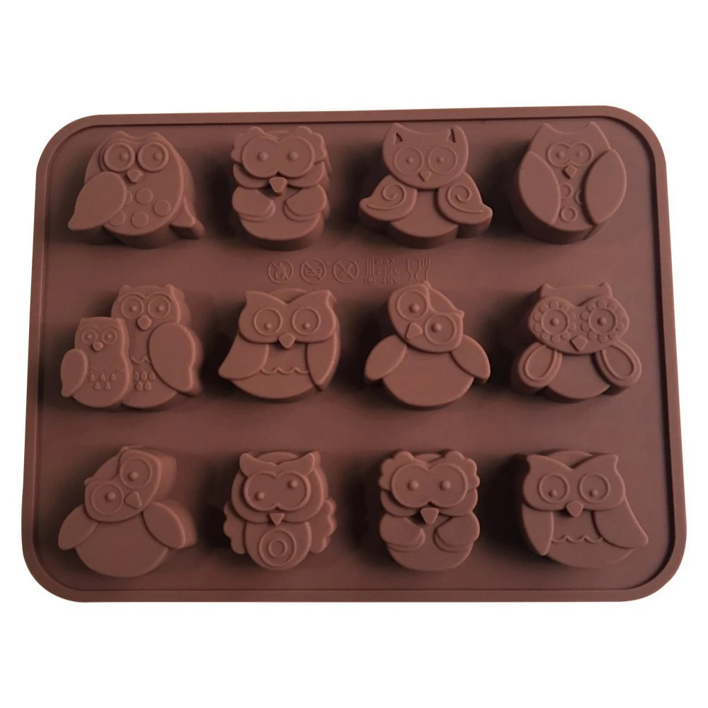 

12 Owls Kitchen Accessories Silicone Cake Decoration Mould Candy Cookies Chocolate Soap Baking Mold Tool