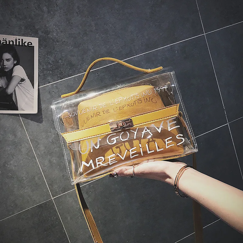 Летняя женская прозрачная сумка FZMBAI Корейская версия милая через плечо из ПВХ