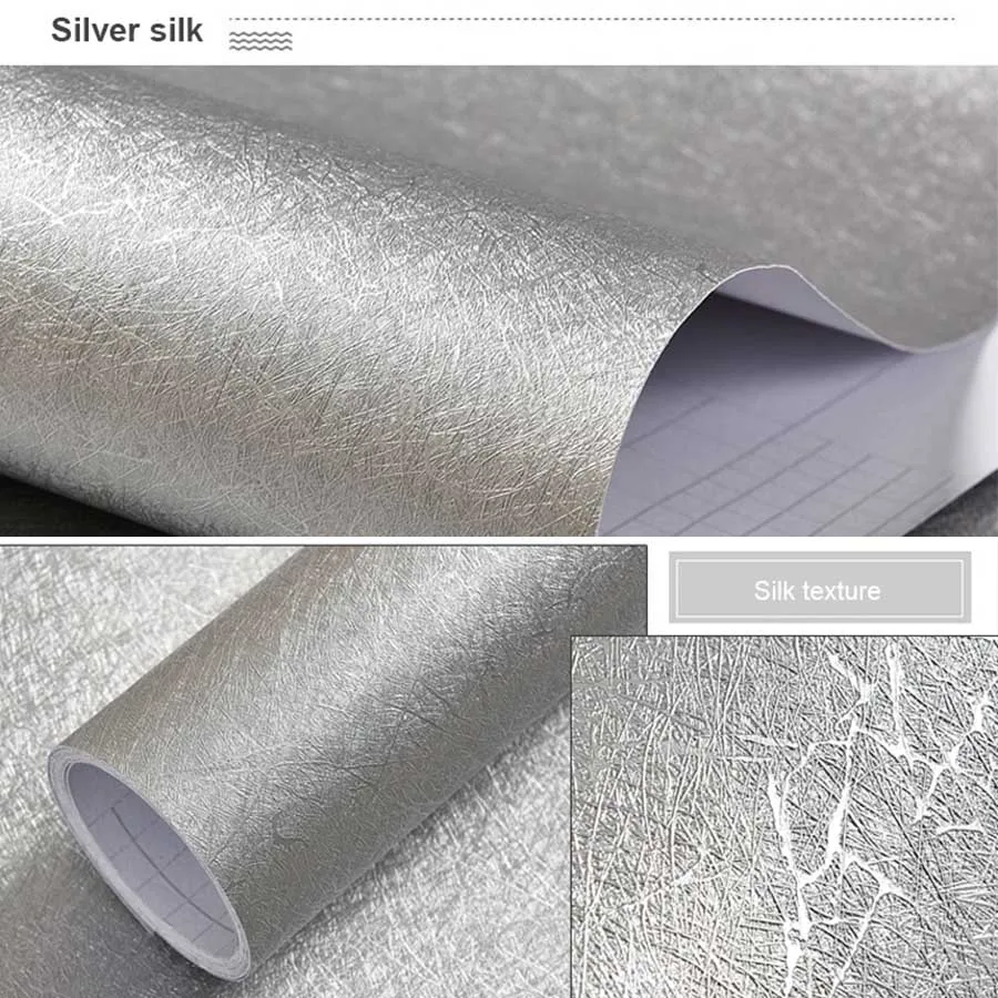 Silver silk Современный Стиль Серый магазин одежды самоклеющиеся обои для гостиной настенные наклейки домашний декор сплошной цвет водонепроницаемый стикер на стену - Цвет: Silver silk