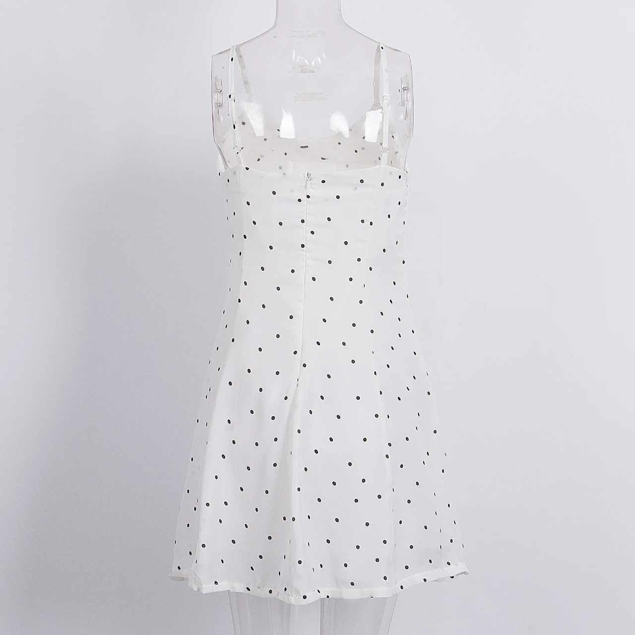 

Fashion Casual Skinny Slim New Outfit Summer Party Women Sleeveless Strapless A-Line Dot Print White Mini Dress Sundress