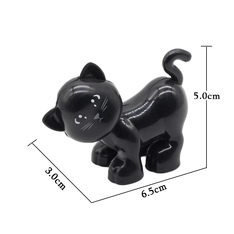 Black Persian cat Строительные блоки с крупными частицами, аксессуары для сельскохозяйственных животных, зоо, совместимые с Duplos, кошкой, свиньей, собакой, Кроликом, обезьяной, бегемотом, игрушечные овцы, подарок - Цвет: Black Persian cat