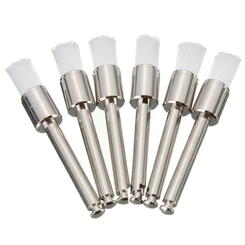 100 шт./кор. зубные белые нейлоновые полировальные проточенные кисти плоский тип