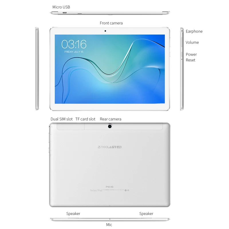 Teclast P10 4G 1280*800 Android 8 1 Phablet 10 дюймов MTK 6737 четырехъядерный 2 Гб RAM 16 ROM GPS 2G/3G сетевой