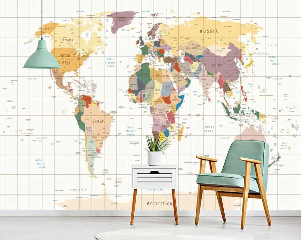 Custom wallpaper Simple hand-painted watercolor world map background wall | Обустройство дома
