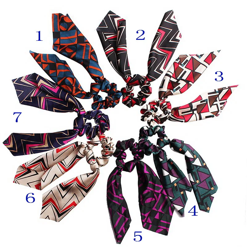 Vintage Women Headwear Turban DIY Bow Streamers Hair Scrunchies Ribbon Ties Horsetail Head Wrap Accessories F307 |