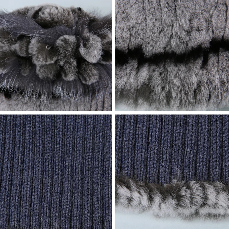 AMSIIKE Женская Меховая Шапка из Бобра с Бубоном Чернобурки TM711 | Аксессуары для