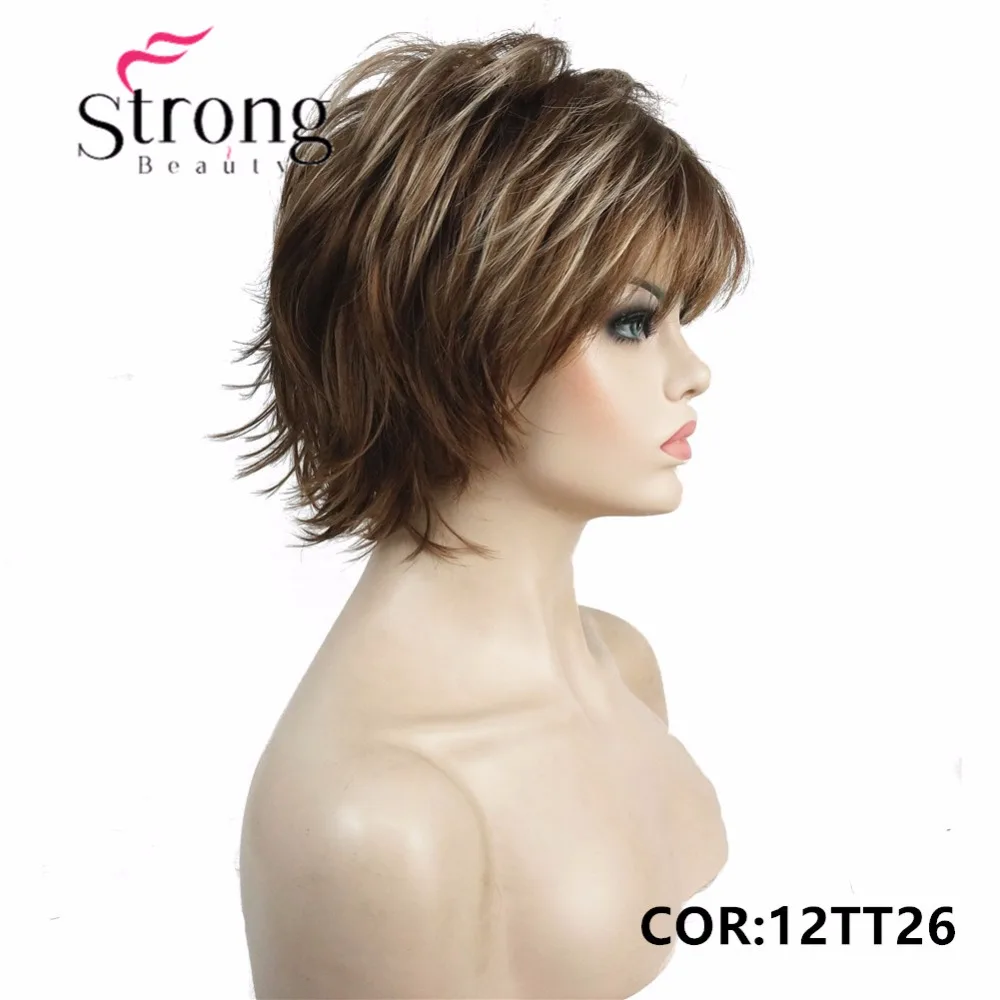 StrongBeauty короткий слоистый лохматый медный красный полный синтетический парик женские парики выбор цвета